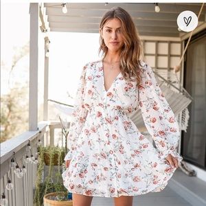 Lulus White Floral Babydoll Dress